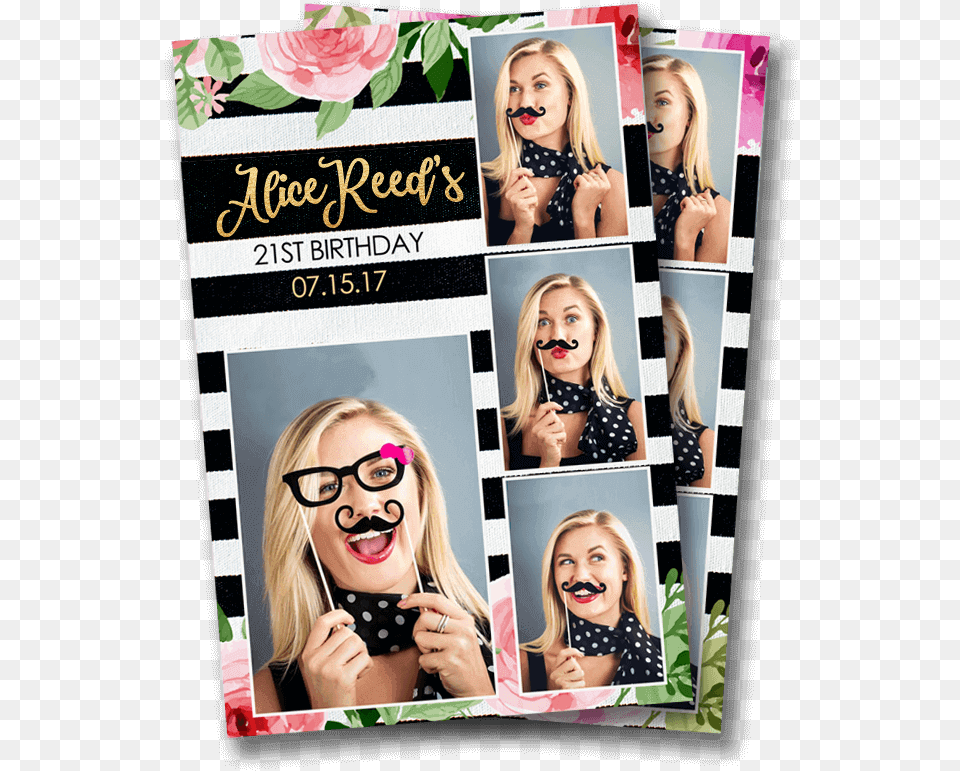 Floral Stripes Mirror Booth Collage Booth Collage, Art, Woman, Photo Booth, Person Free Png