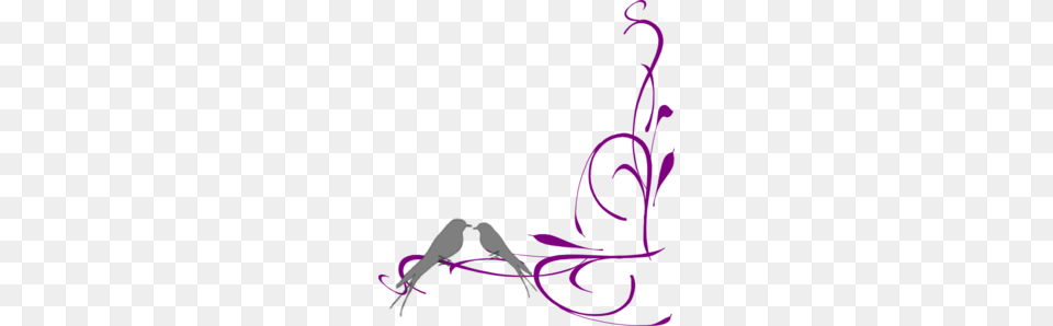 Floral Swirly Bird Bottom Corner Clip Art For Web, Purple, Graphics, Stencil Free Transparent Png