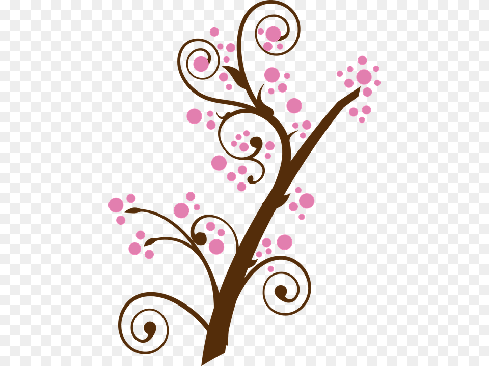 Floral Twig Branch Tree Pink Cherry Blossom, Art, Floral Design, Graphics, Pattern Png Image