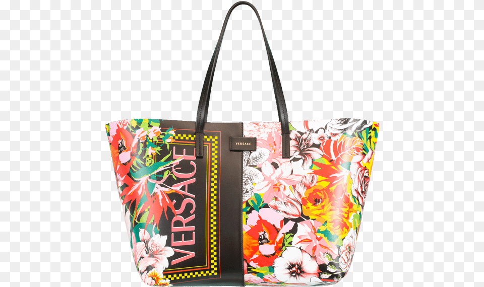 Floral Versace Logo Tote Versace Tote Bag Floral, Accessories, Handbag, Purse, Tote Bag Free Transparent Png