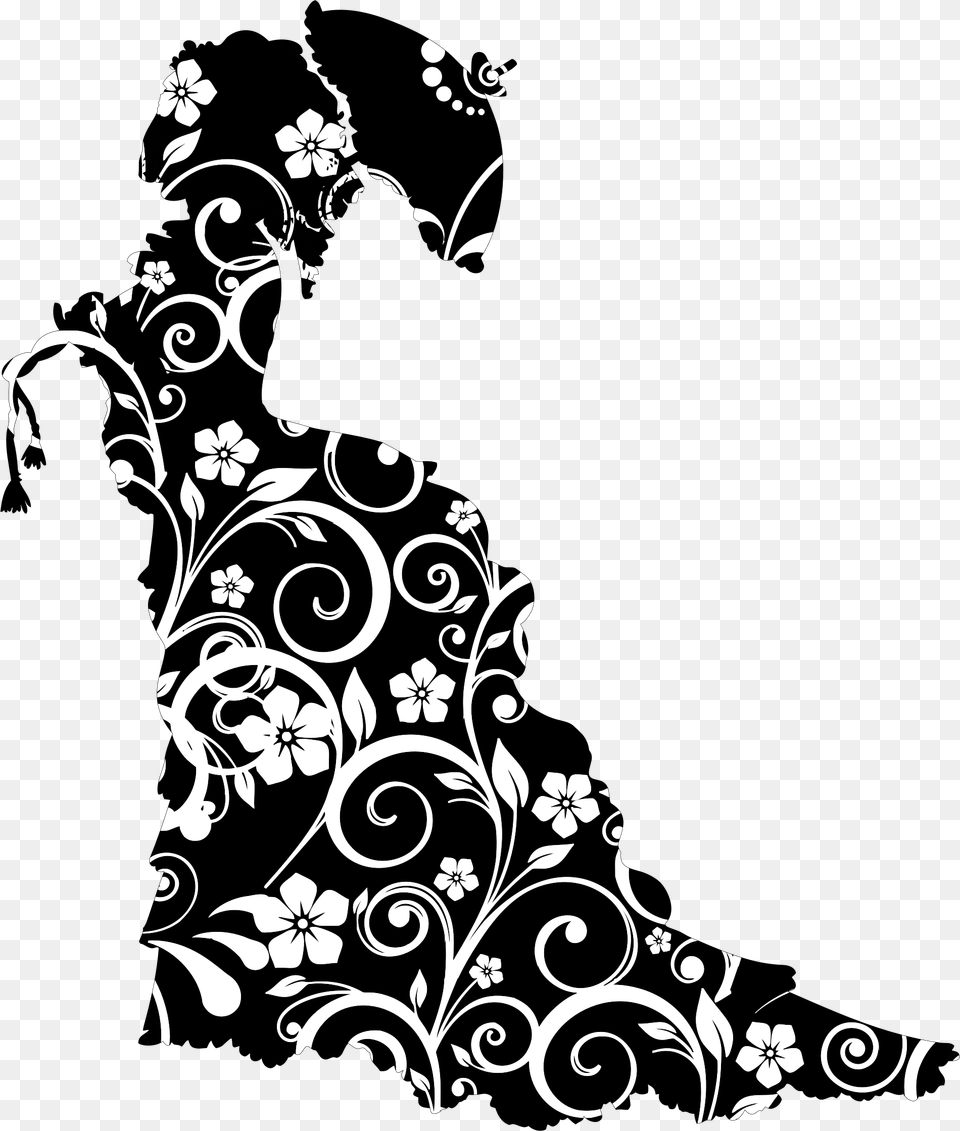 Floral Victorian Silhouette Big Victorian Lady Silhouette, Art, Floral Design, Graphics, Pattern Png Image