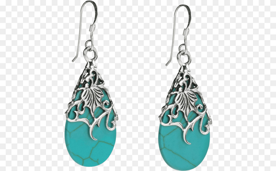Floral Vine Ornate Teardrop Natural Shell, Accessories, Earring, Jewelry, Turquoise Free Transparent Png