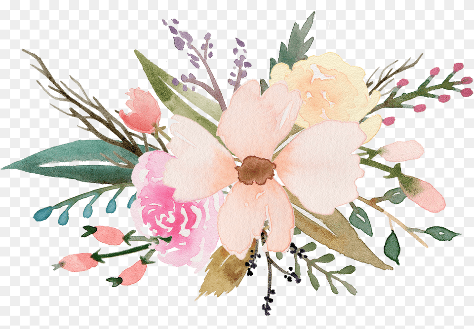 Floral Watercolor Watercolor Floral Bouquet, Art, Pattern, Graphics, Floral Design Free Png Download