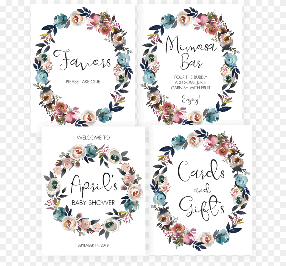 Floral Wreath Baby Shower Decorations Printables By Boho Baby Shower Printables, Mail, Envelope, Greeting Card, Art Free Transparent Png