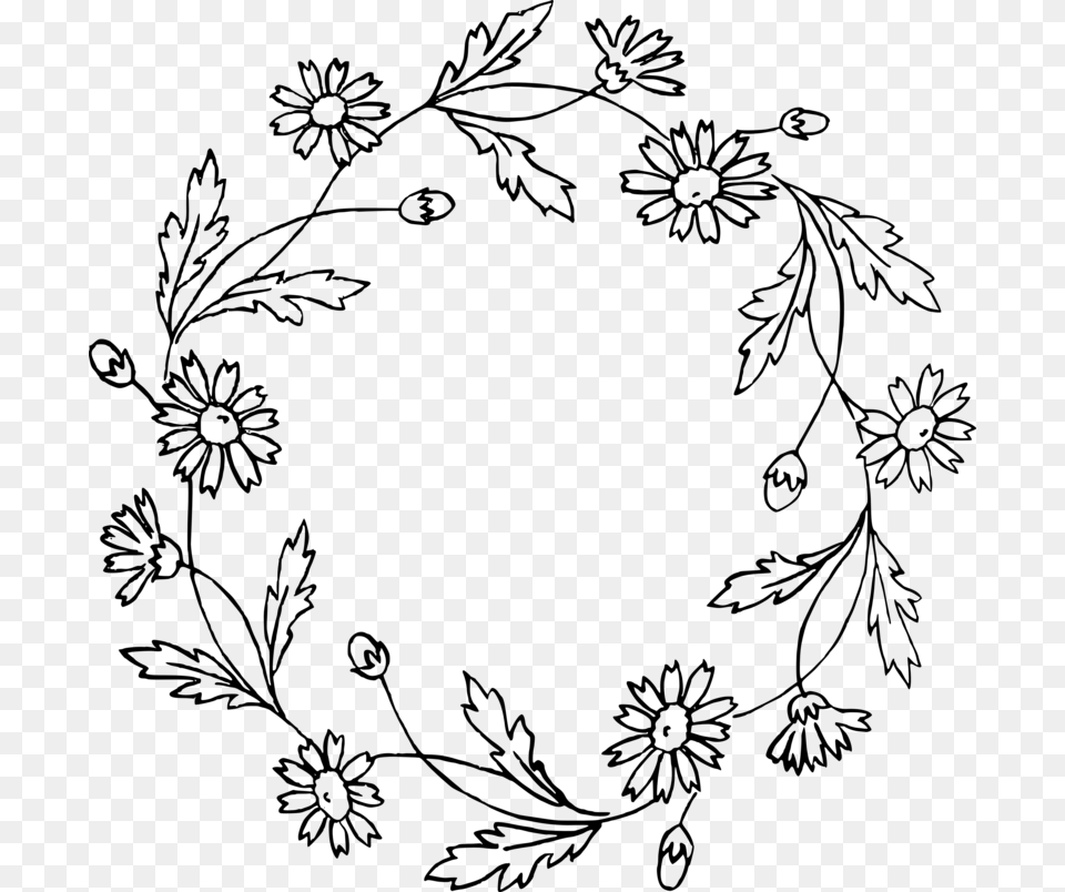 Floral Wreath Clip Art, Gray Free Png