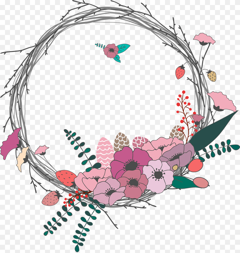 Floral Wreath Clipart, Art, Floral Design, Graphics, Pattern Png Image