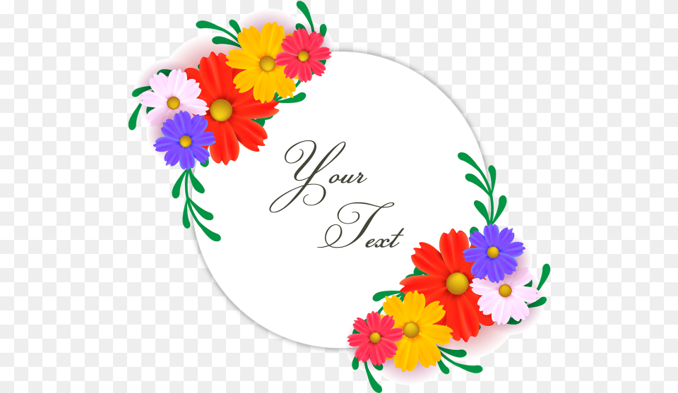 Floral Wreath With Colorful Greeting Card, Plant, Flower, Daisy, Food Free Png Download
