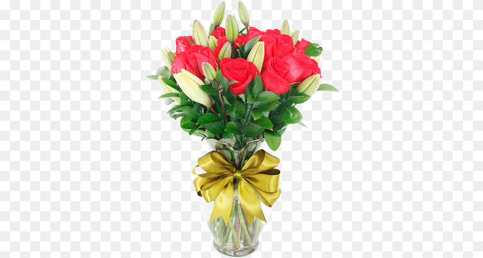 Florero Con 12 Rosas Rojas Y Lilis Blancas Bouquet, Flower, Flower Arrangement, Flower Bouquet, Plant Png