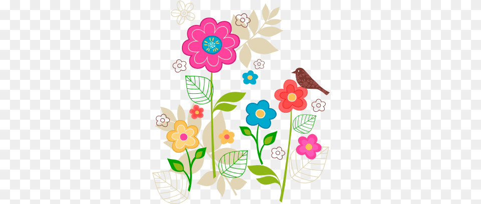 Flores De Colores Con Pjaro Flores Y Mariposas Para Decorar Paredes Infantiles, Art, Floral Design, Graphics, Pattern Png Image