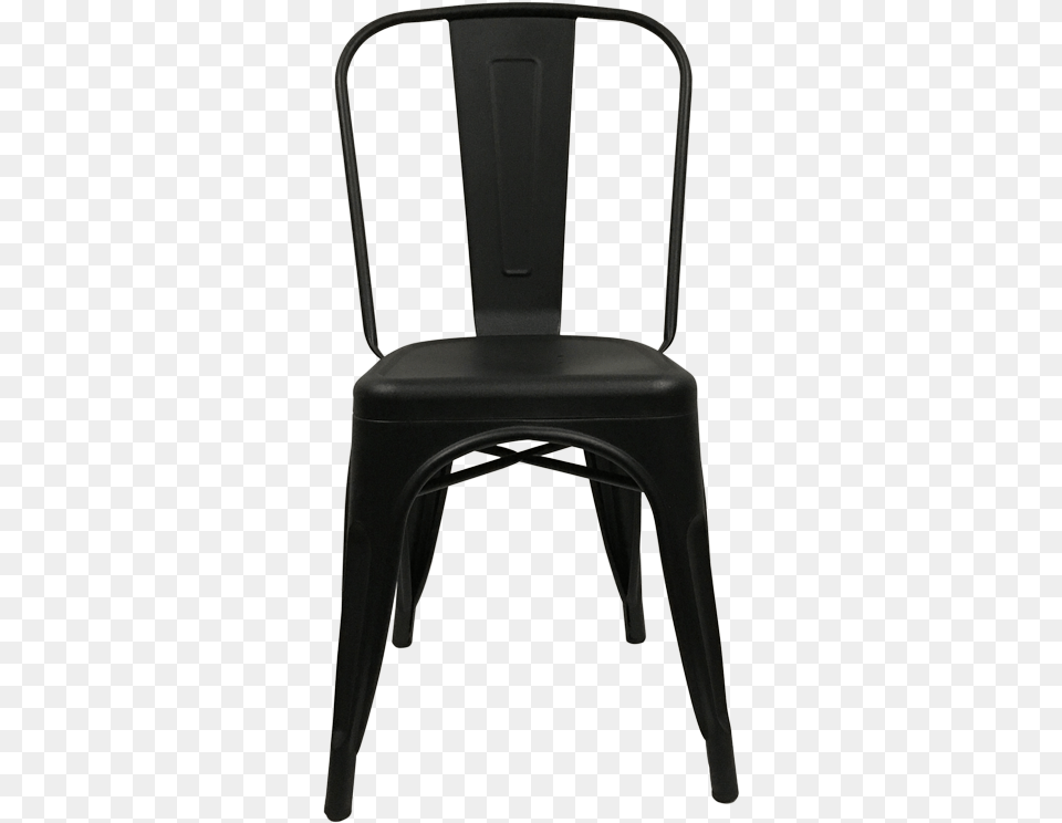 Flori Metal Dining Chair Padded Seat Front View Black Metal Tolix Chair, Furniture Free Transparent Png