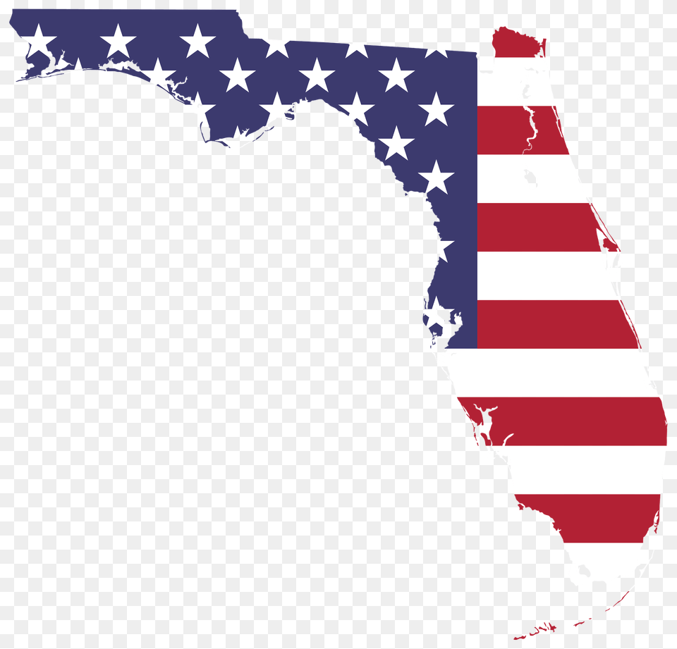 Florida America Flag Map Clipart, American Flag Free Png Download