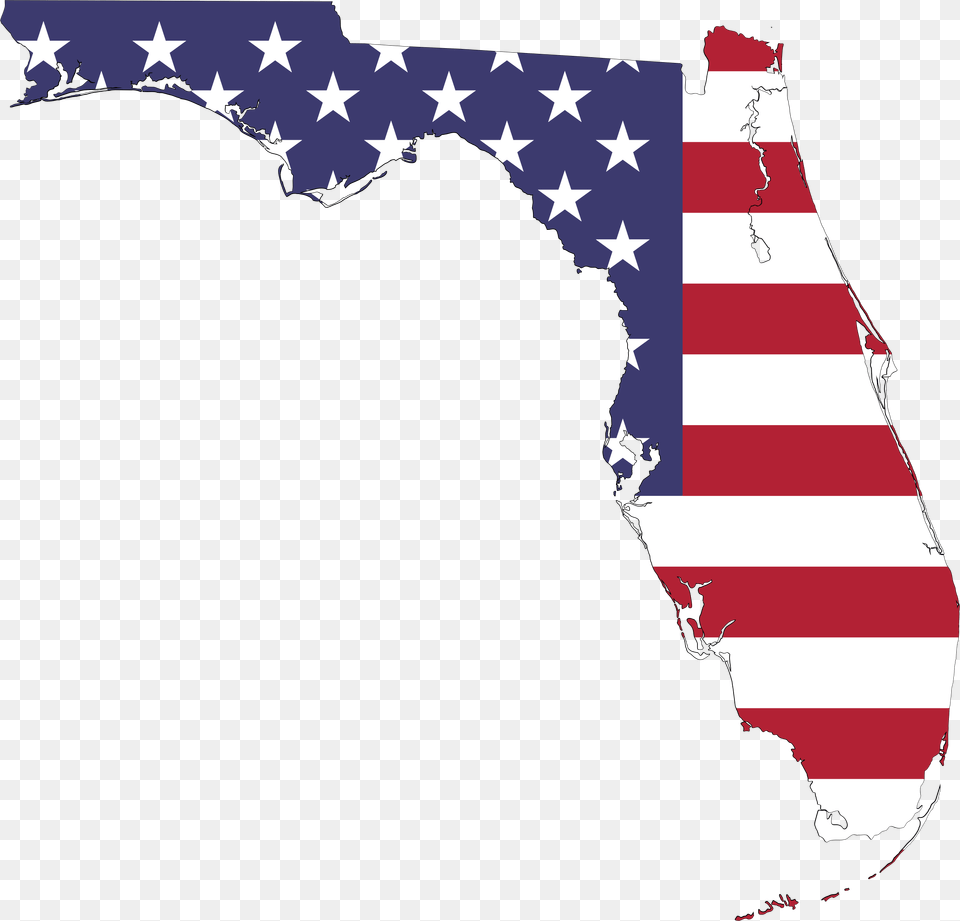Florida America Flag Map With Stroke Icons State Of Florida American Flag, American Flag, Person Free Png Download