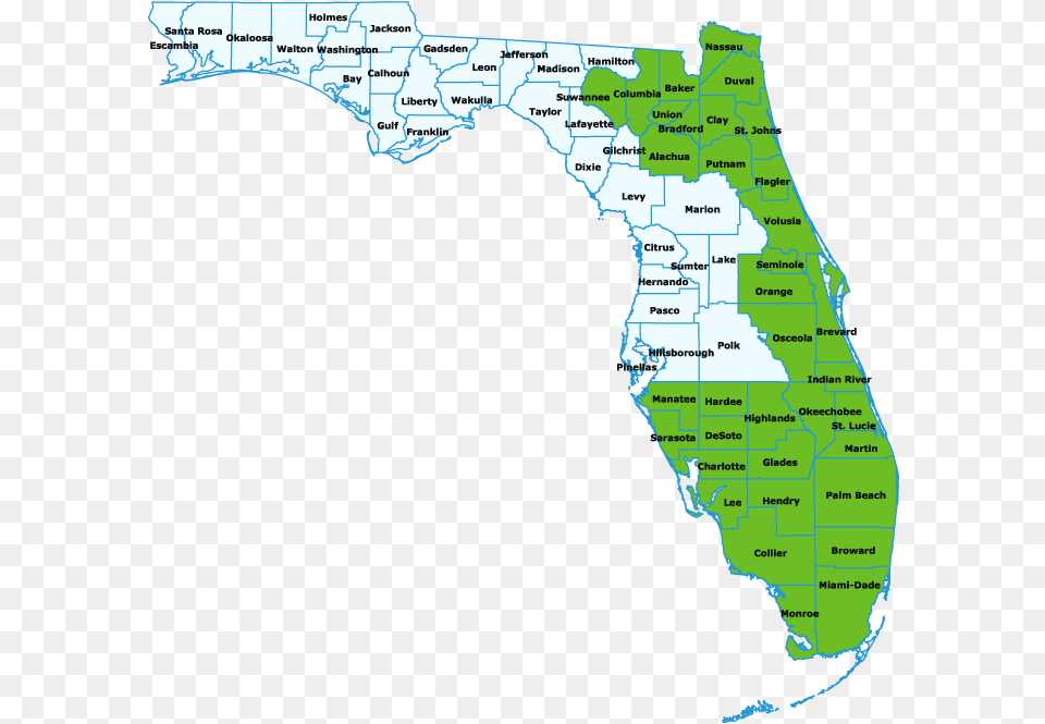 Florida Counties And Territories Florida Power And Light Map, Nature, Chart, Plot, Land Free Png