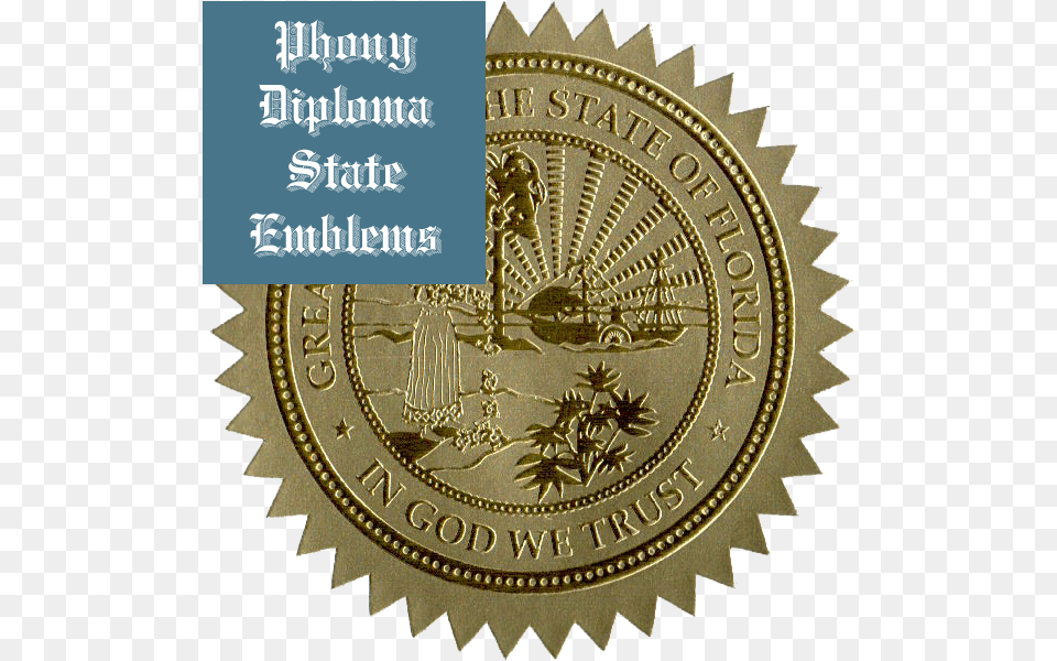 Florida Embossed Gold State Emblem Applied To Fake Logo Red Circle With Tt, Coin, Money Png Image