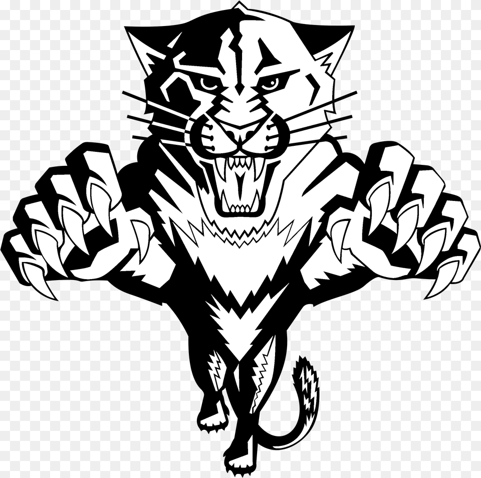 Florida Panthers Logo Black And White Panther Logo, Stencil, Electronics, Hardware, Baby Png Image