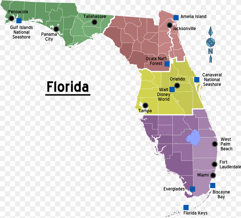 Florida Regions Map With Cities Large Map Metropcs Florida Coverage Map, Chart, Plot, Atlas, Diagram Free Png