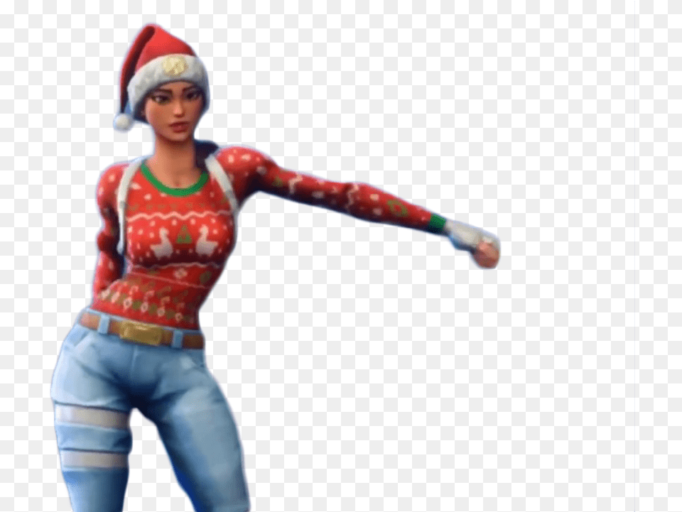 Floss Fortnite Christmas Fortnite Christmas, Adult, Female, Figurine, Person Free Png Download
