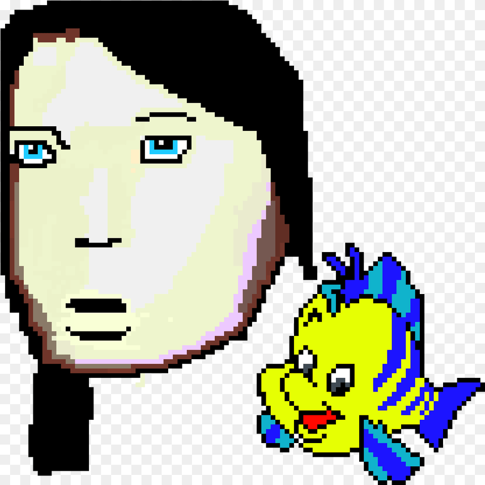 Flounder Little Mermaid Pixel Art, Face, Head, Person, Painting Free Png Download