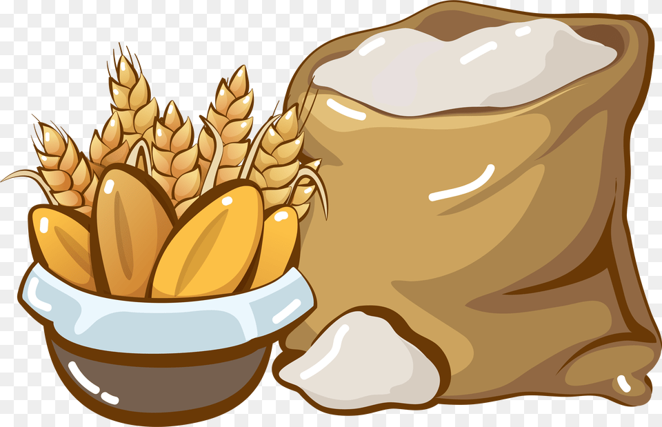 Flour Bread Wheat Cartoon And Vector Image, Bag, Food, Produce, Grain Png