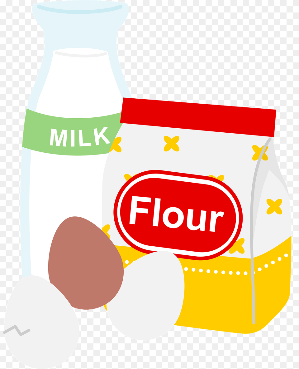 Flour Egg And Milk Clipart, Dairy, Food, Beverage Png Image