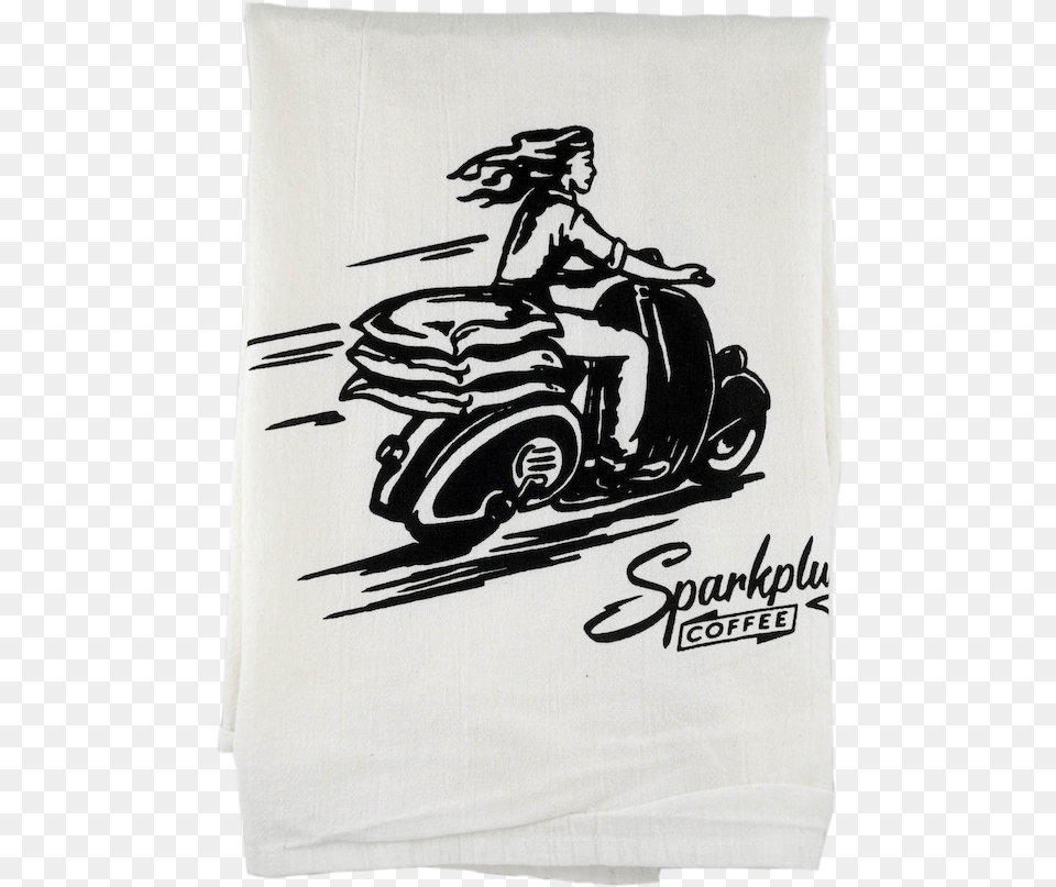 Flour Sack Kitchen Towel Coffee Delivery, Motorcycle, Transportation, Vehicle, Person Free Transparent Png