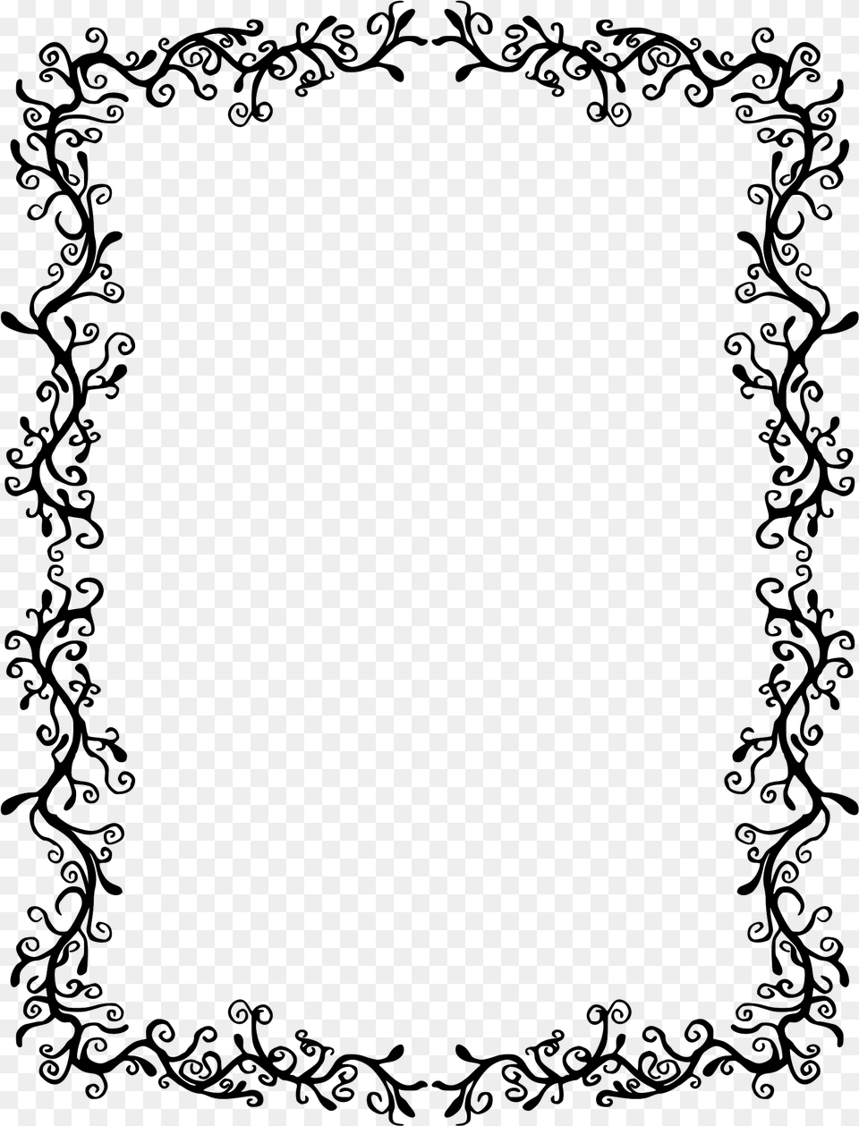 Flourish Border Fall Leaves Border Black And White, Gray Free Png Download