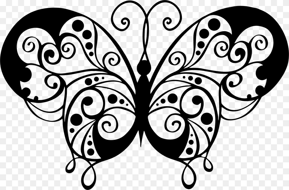 Flourish Butterfly Silhouette Clip Arts Butterfly Mandala, Gray Png Image