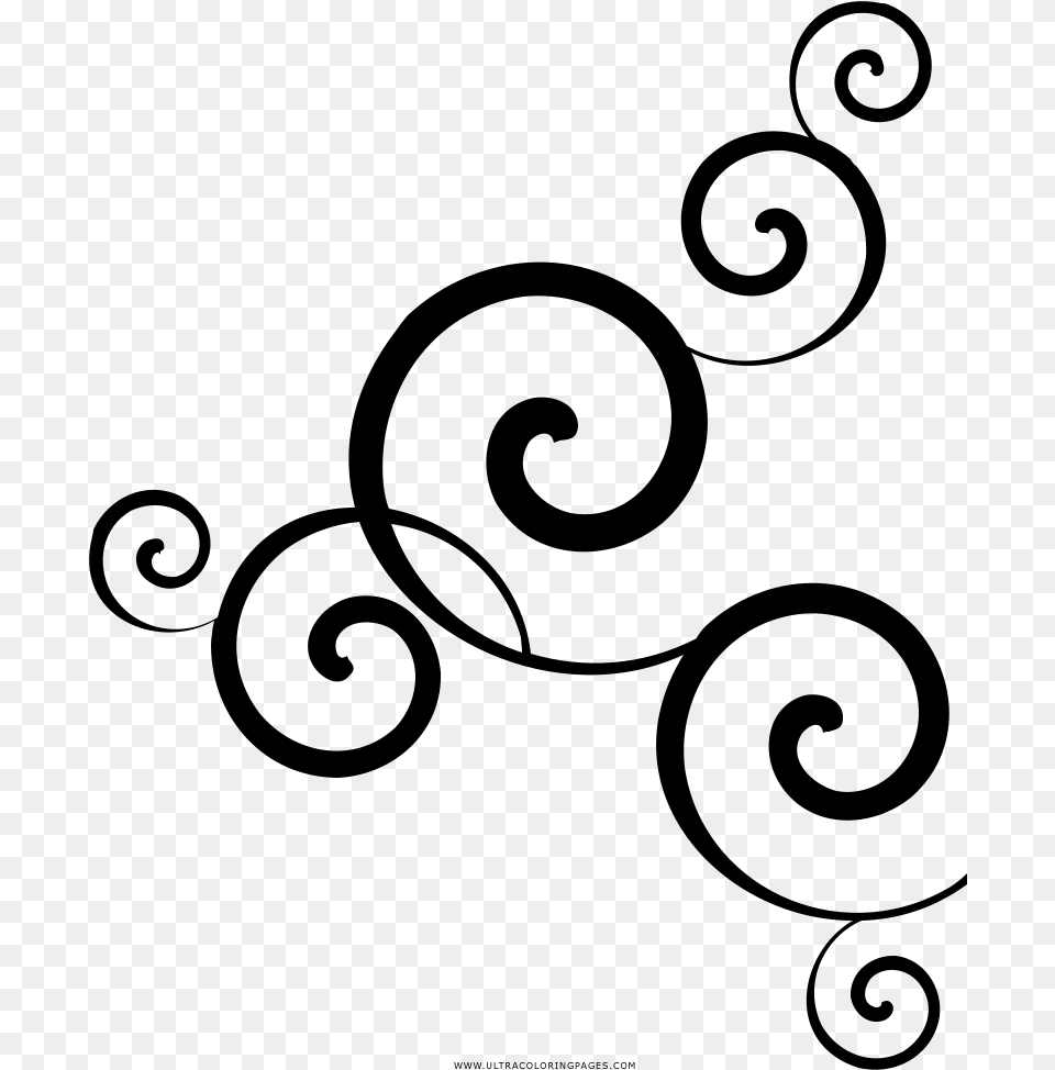 Flourish Curl Coloring, Gray Free Png Download