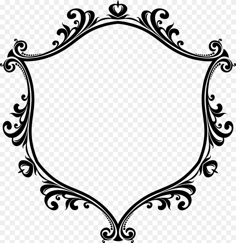 Flourish Floral Decorative Image Vector Ornament Frame, Gray Free Png