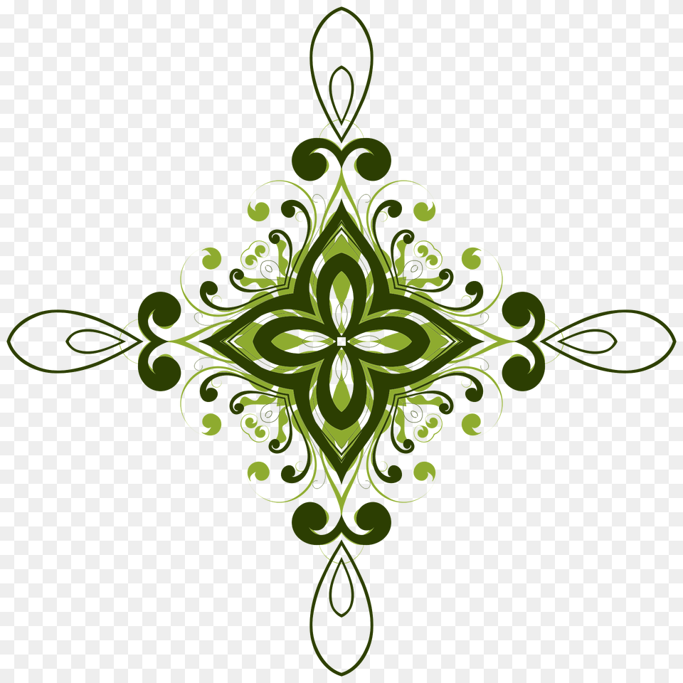 Flourish Flower Design 5 Clipart, Art, Floral Design, Graphics, Green Png