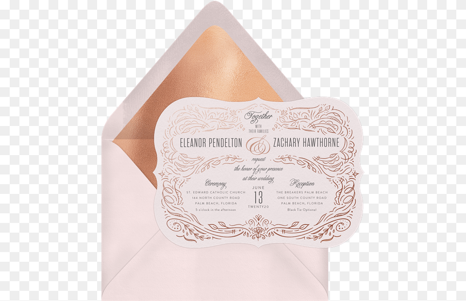 Flourish Frame Wedding Invitation By Laura Bolter Design Paper, Text, Adult, Bride, Female Free Png