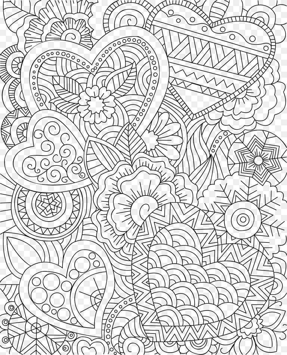 Flourish Hearts Line Art Clipart, Pattern, Paisley, Plant Png