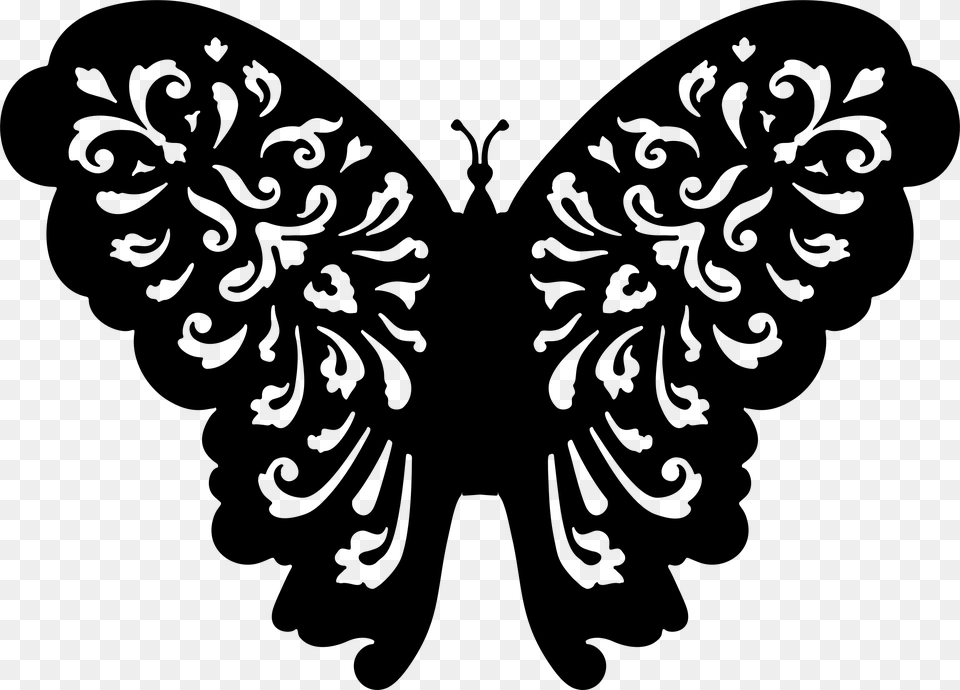 Flourishful Butterfly Silhouette Clip Arts Butterfly Silhouette, Gray Free Png Download