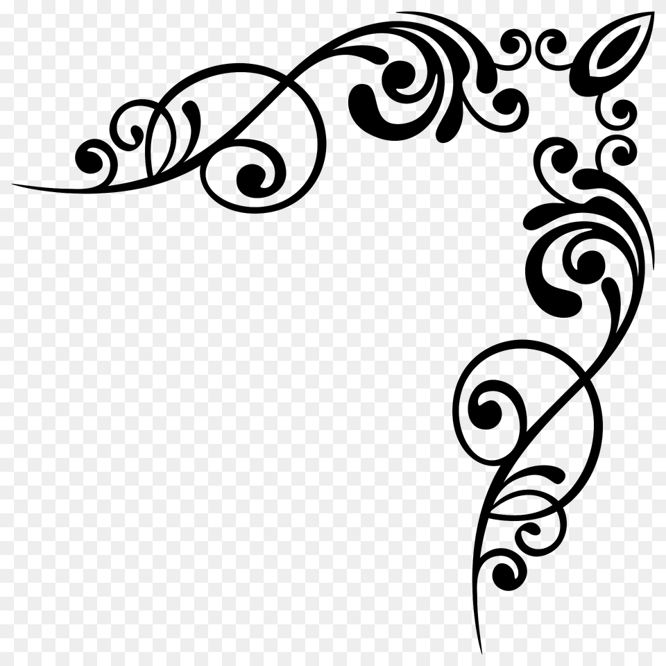 Flourishy Corner Clipart, Art, Floral Design, Graphics, Green Png