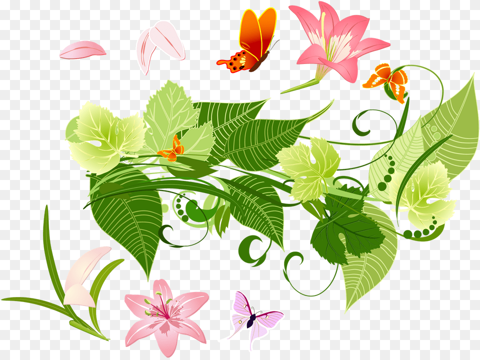 Flower 2 Flower Leaved, Art, Floral Design, Graphics, Pattern Free Png Download