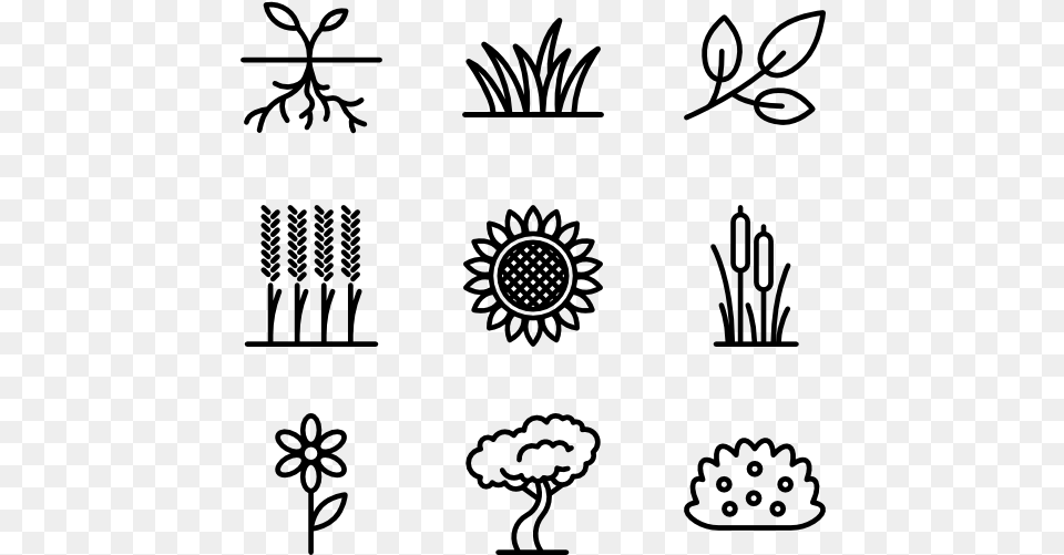 Flower And Plant Icon, Gray Png Image