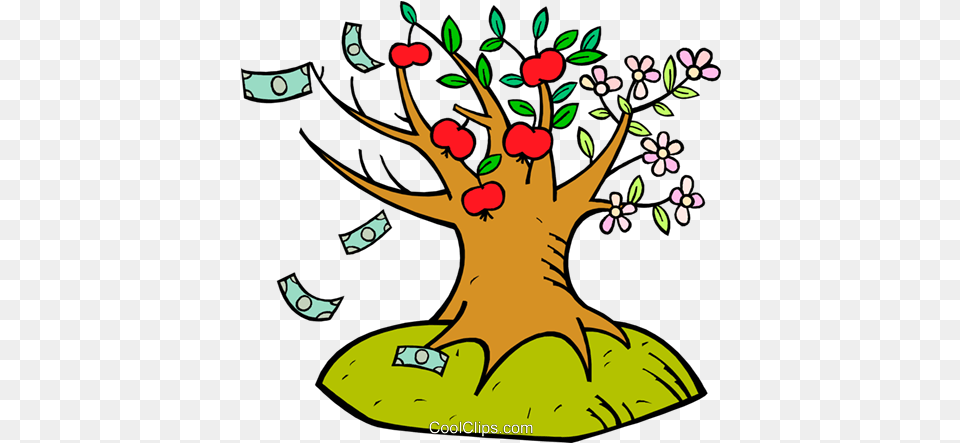 Flower Apple And Money Tree Royalty Vector Clip Art Apple Money Tree, Graphics, Floral Design, Pattern, Plant Free Png