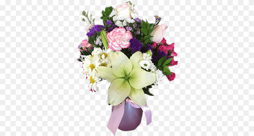 Flower Arrangement For Any Occasion With Lilies Roses Bouquet, Art, Floral Design, Flower Arrangement, Flower Bouquet Free Png Download