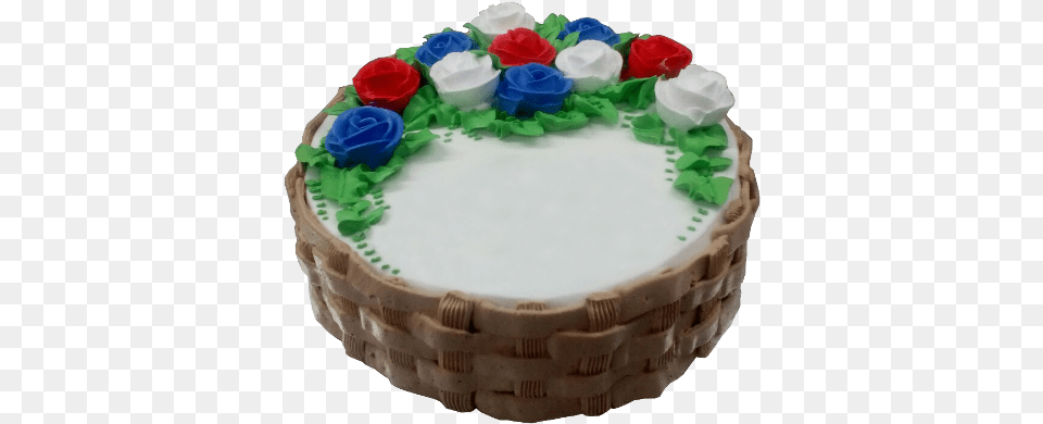 Flower Basket Birthday Cake, Birthday Cake, Cream, Dessert, Food Png