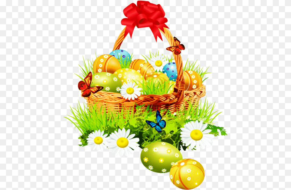 Flower Basket Clipart Easter Basket, Daisy, Plant, Egg, Food Free Transparent Png