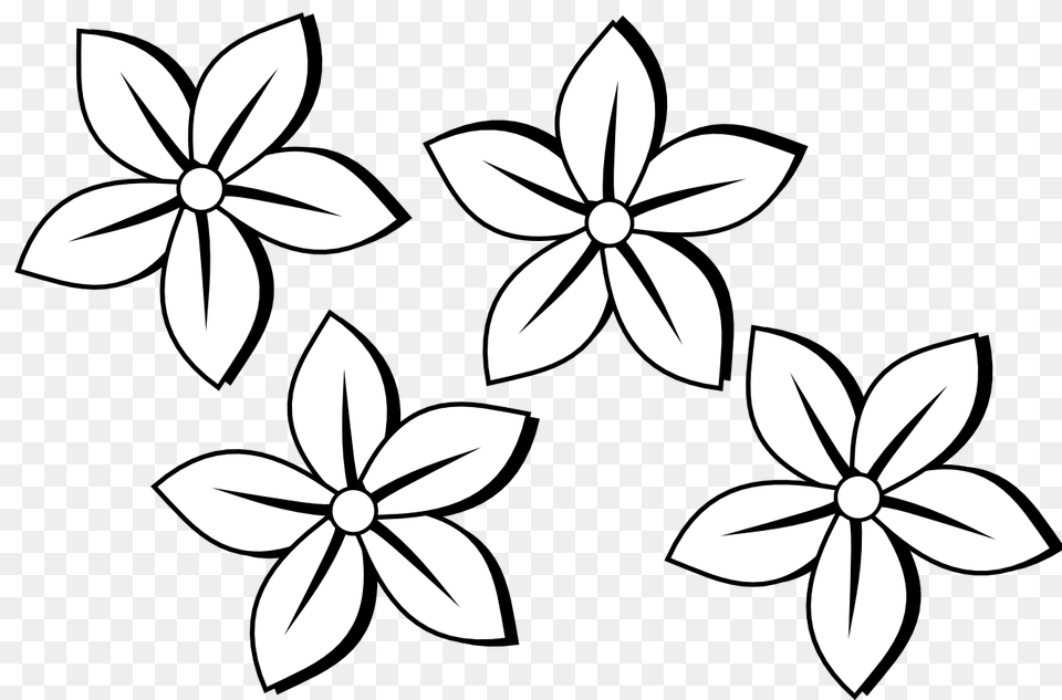 Flower Black And White Hawaiian Clip Art Sets Of Flowers Clipart Black And White, Floral Design, Graphics, Pattern, Stencil Free Png