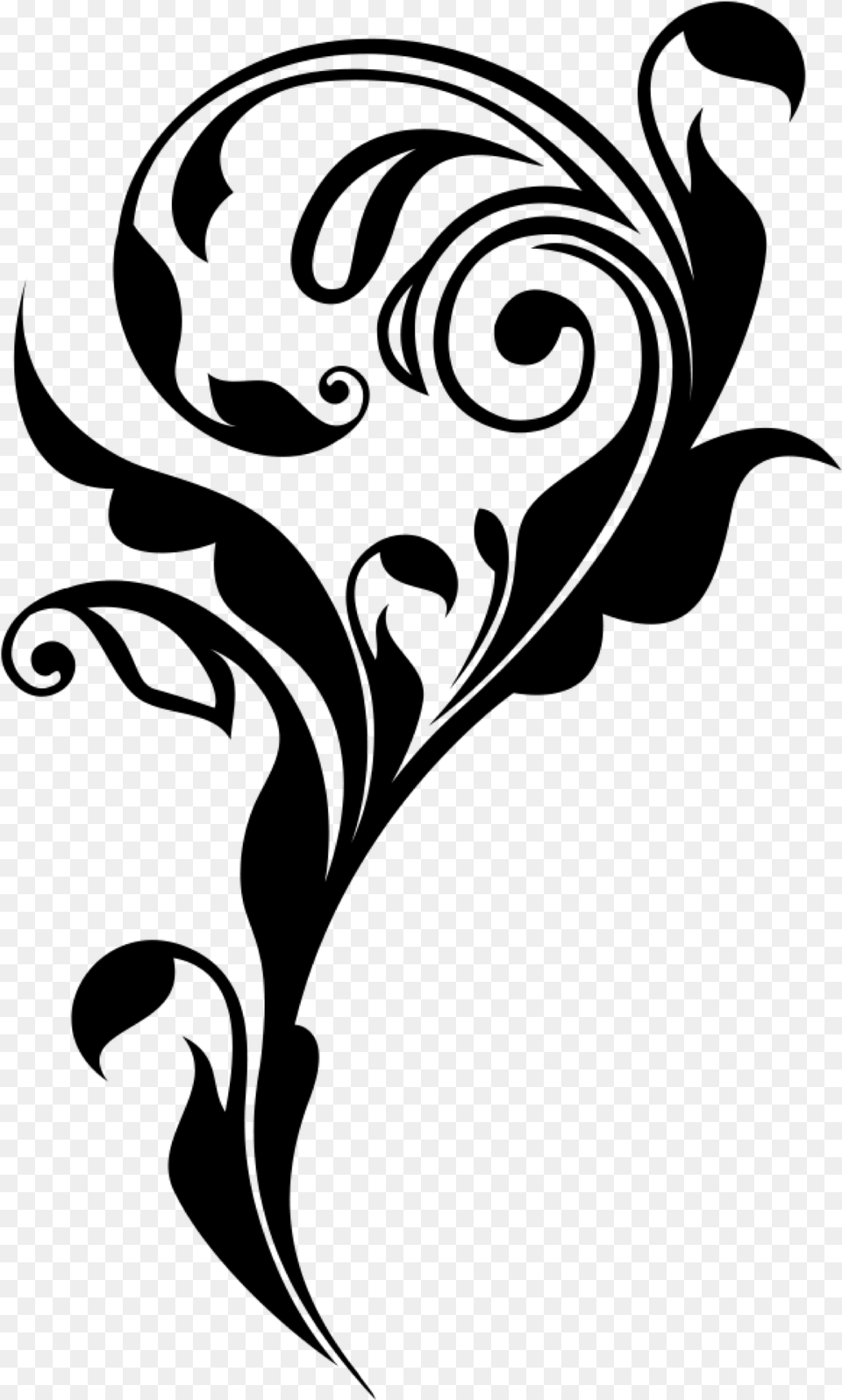 Flower Black Lines Underline White Overlay Filler Art, Gray Free Png Download