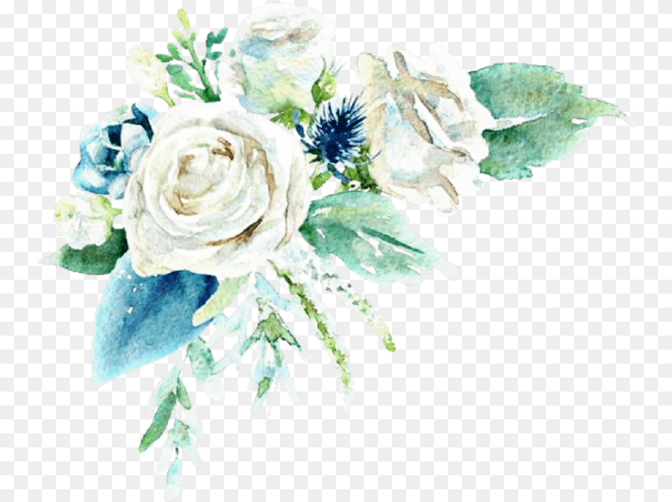 Flower Blue White Flowers Leaves Leaf Mint Teal Mint And White Flowers, Accessories, Plant, Rose, Jewelry Png