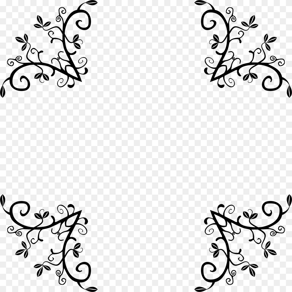 Flower Border Clipart Black And White, Gray Free Transparent Png