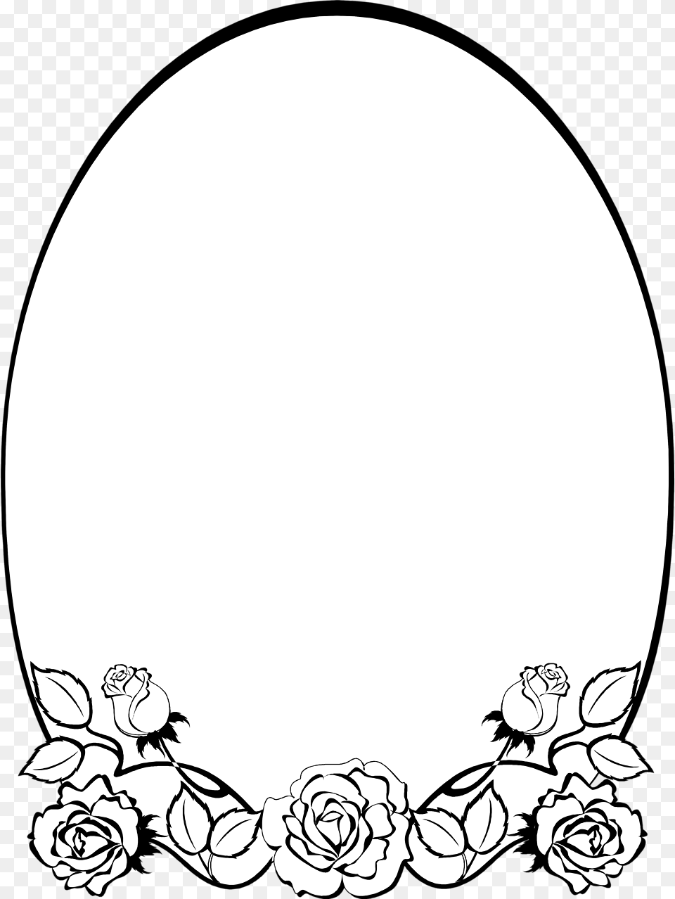 Flower Border Clipart Black And White, Oval, Plant, Rose Free Png Download