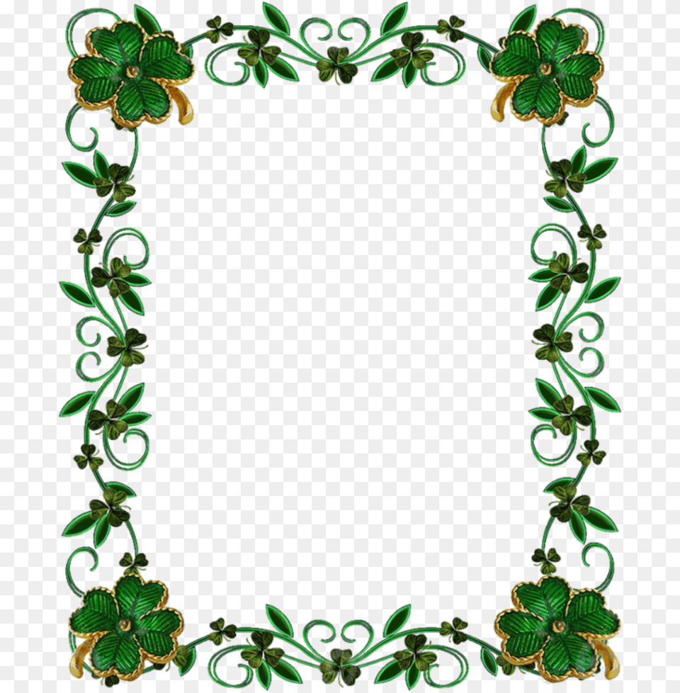 Flower Border Design Green, Pattern, Plant, Art, Floral Design Free Png Download