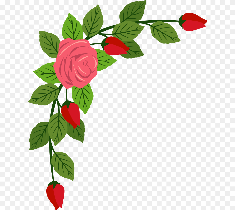 Flower Border Rose Flower Banner, Plant, Pattern, Art Png Image