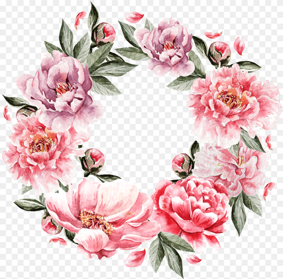 Flower Bouquet Painting Pink Flower Ring, Dahlia, Plant, Rose, Pattern Free Png Download