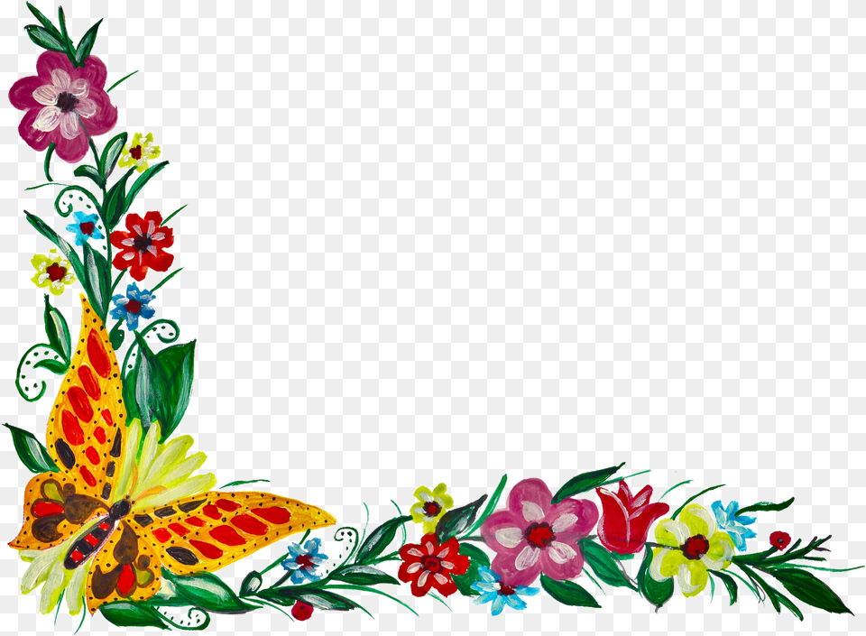 Flower Butterfly Corner Corner Flower Design, Art, Floral Design, Graphics, Pattern Png Image