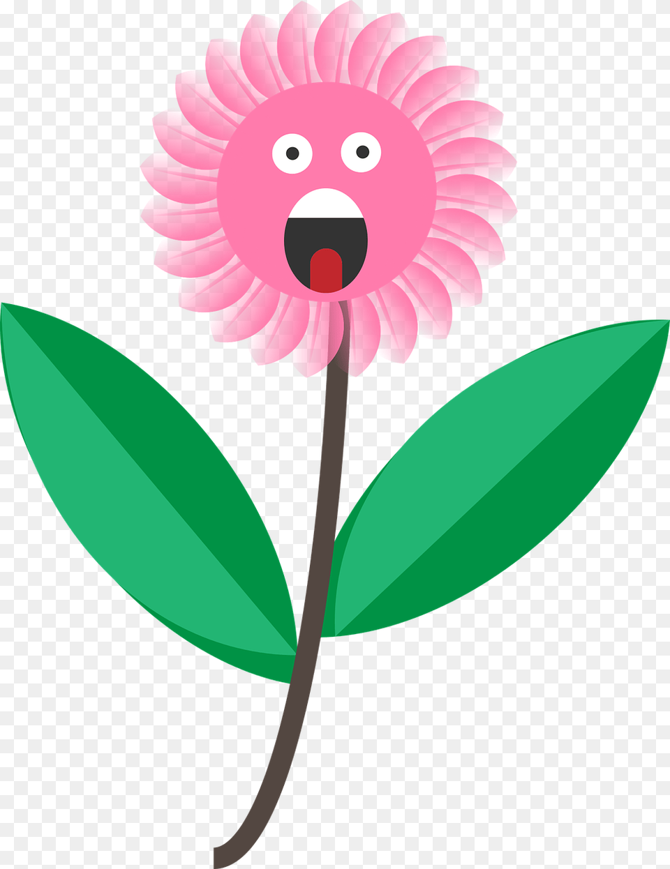 Flower Cartoon Face Cute Design Nature Happy, Plant, Dahlia, Petal, Leaf Free Png Download